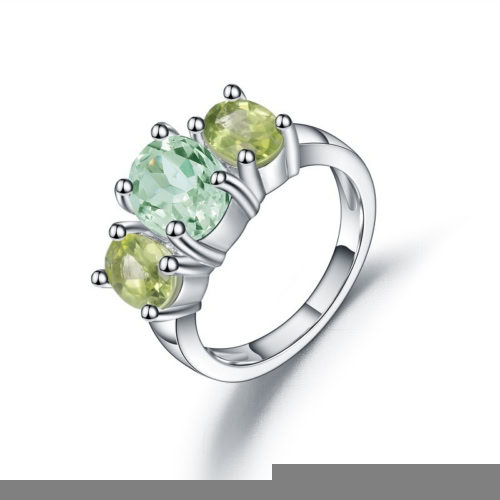 Silber Ring mit Grüner Amethyst und Peridot