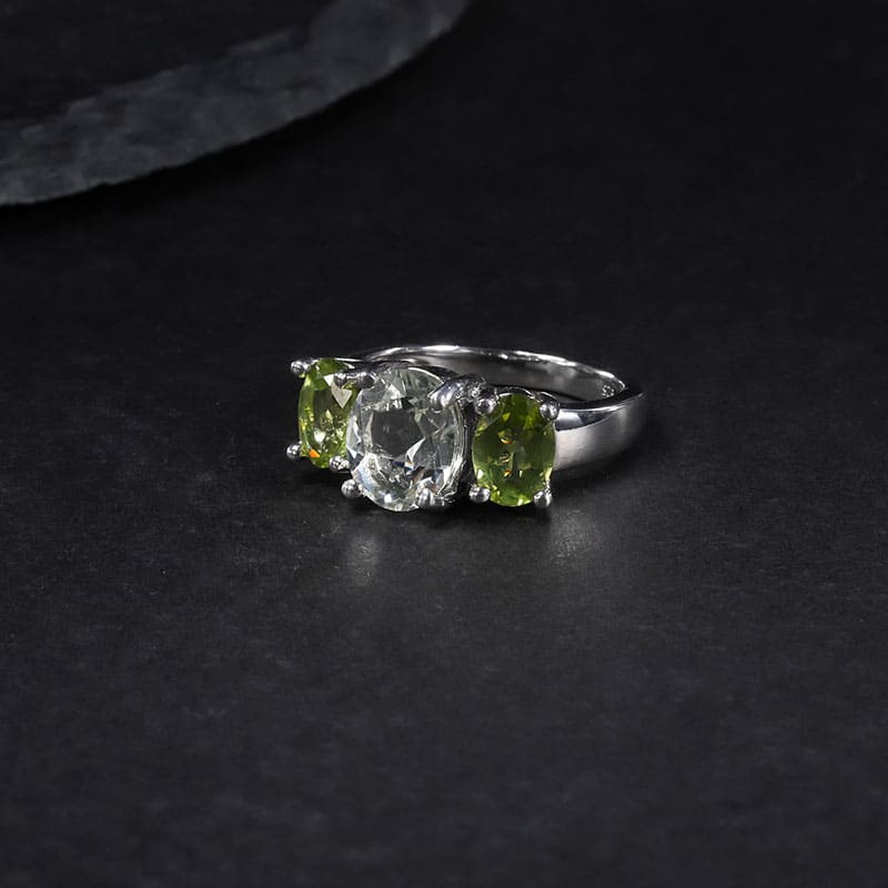 Silber Ring mit Grüner Amethyst und Peridot