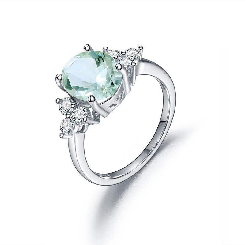 Silber Ring Damen mit Grüner Amethyst