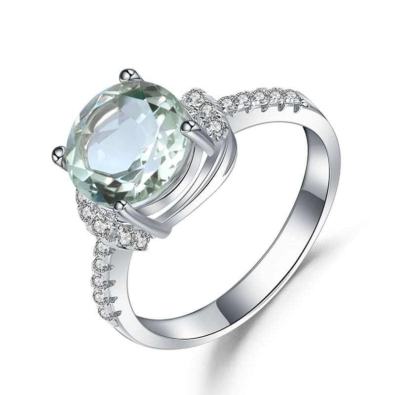 Verlobungsring Silber mit Grüner Amethys