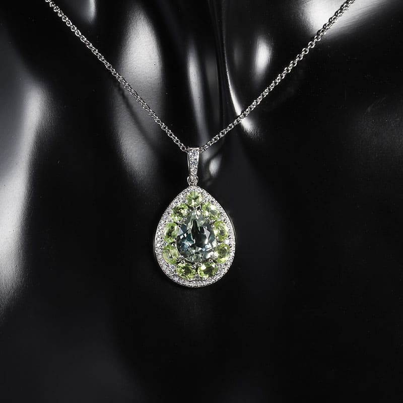 Anhänger Kette mit Grüner Amethys und Peridot