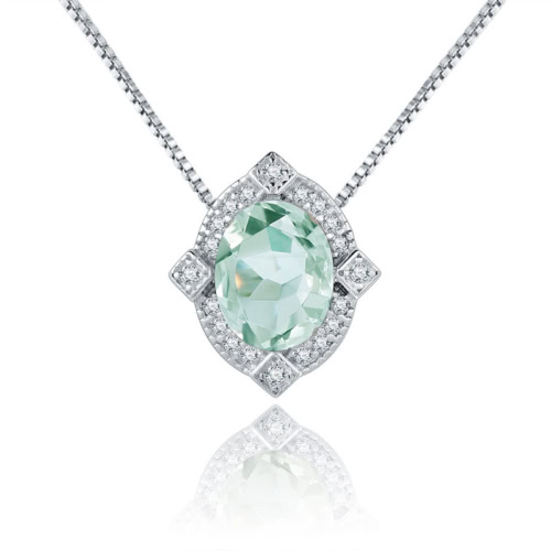 Vintage Anhänger Kette mit Grüner Amethys