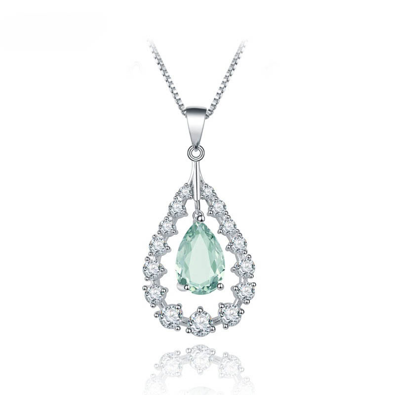 Kette Damen mit Grüner Amethys und Zirkonia
