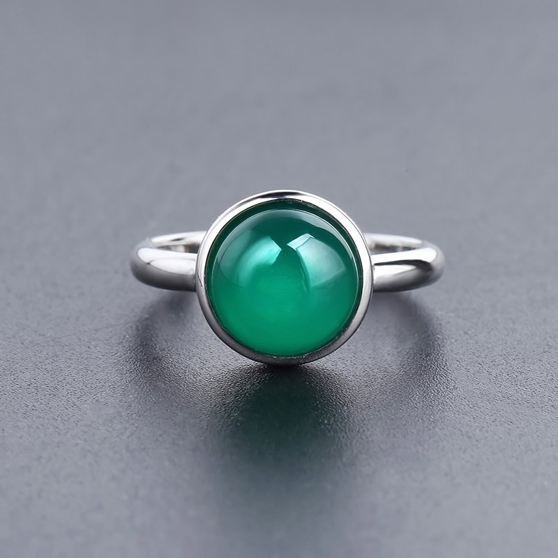 Solitär Ring mit Grün Achat