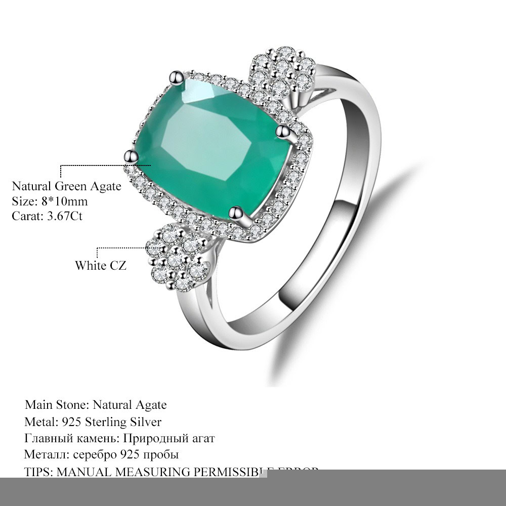 Baguette Grün Achat Ring mit Zirkonia