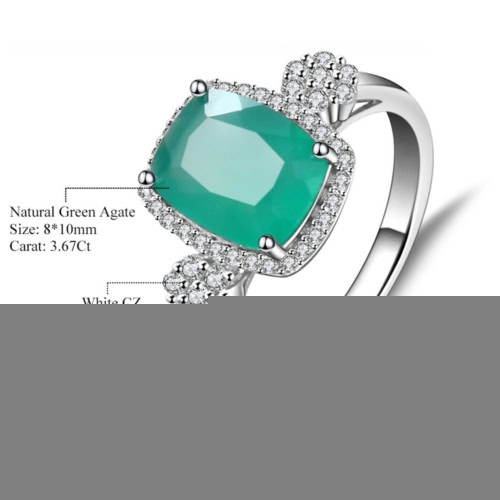 Baguette Grün Achat Ring mit Zirkonia