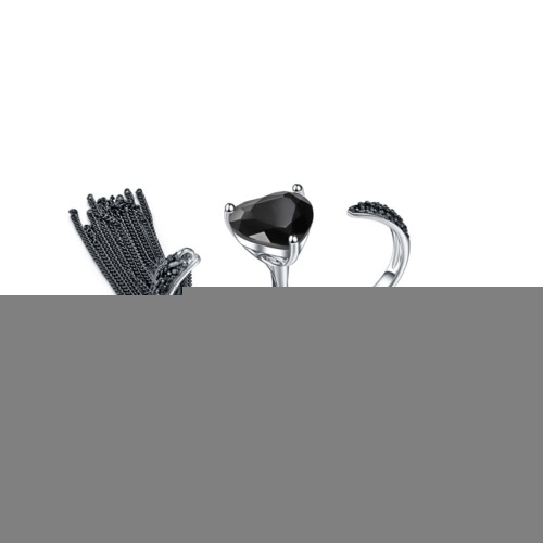 Quaste Ring Silber mit Schwarzer Achat