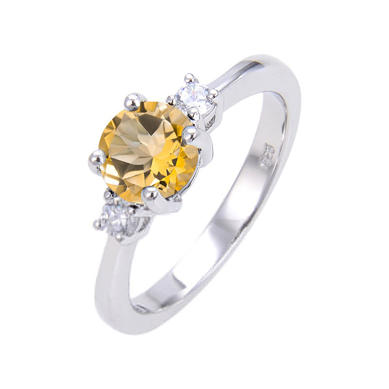 Citrin Verlobungsring mit Zirkonia
