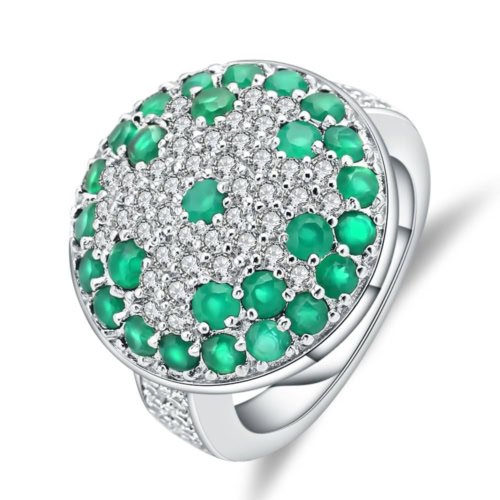 Signet Ring mit Grün Achat und Zirkonia