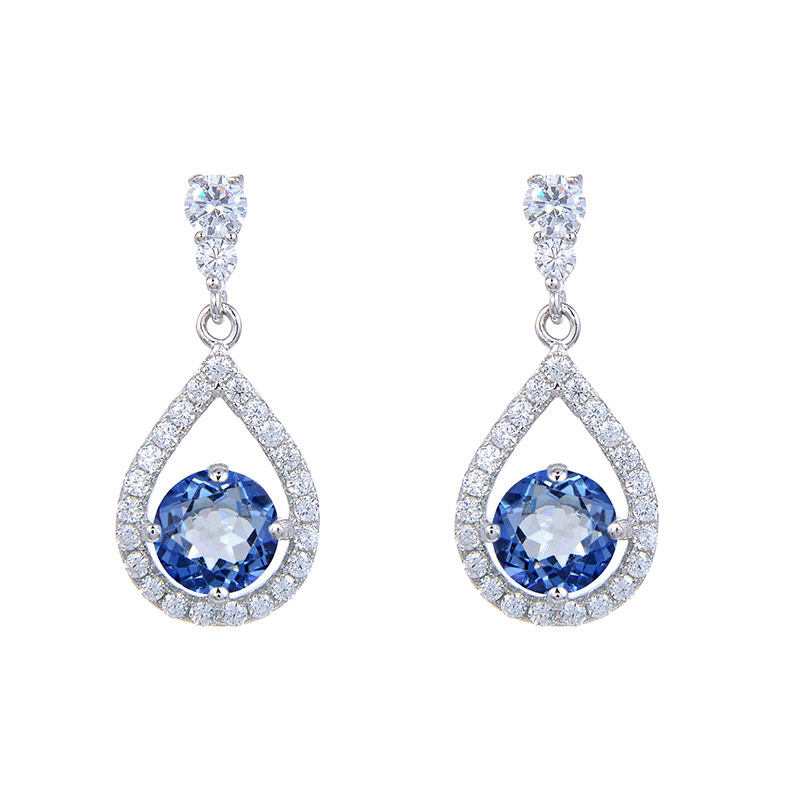 Blau Quarz Ohrringe Aus Silber