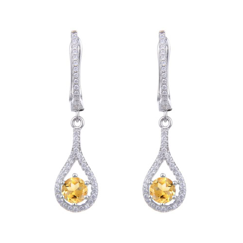 Silber Citrin Ohrringe mit Zirkonia