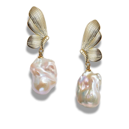 Barockperlen Ohrringe mit Schmetterling