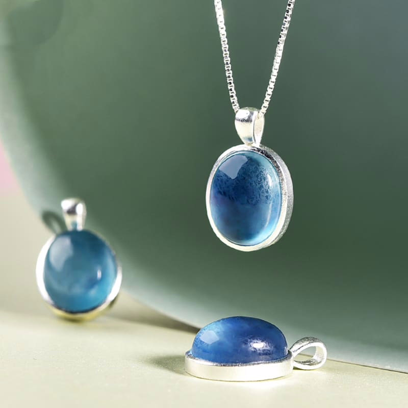 Damen Kette mit Aquamarin Anhänger