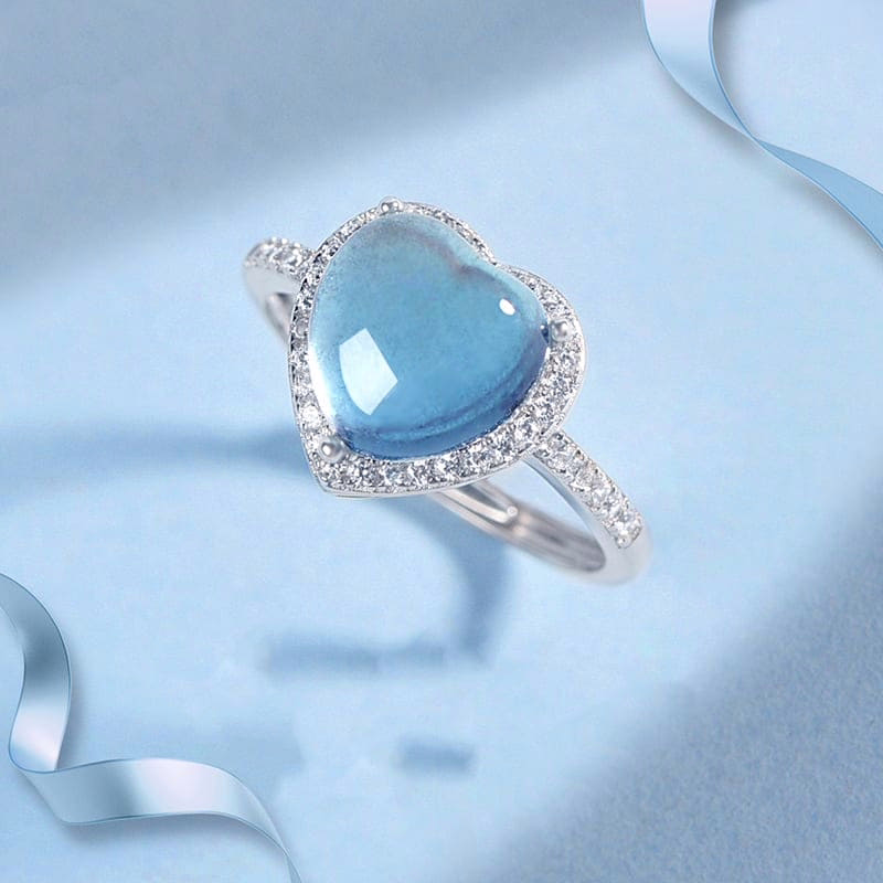 Herz Ring mit Aquamarin