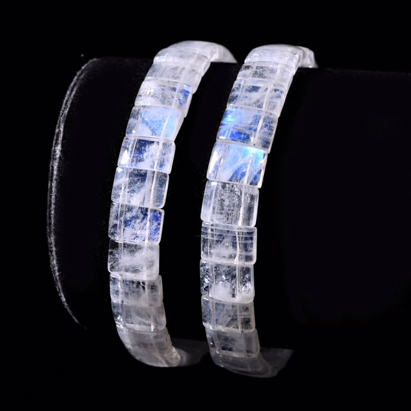 Hochwertiges Quadrat Mondstein Armband