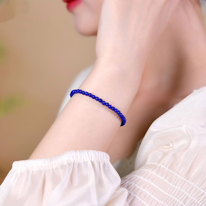 3mm Lapislazuli Perlen Armband