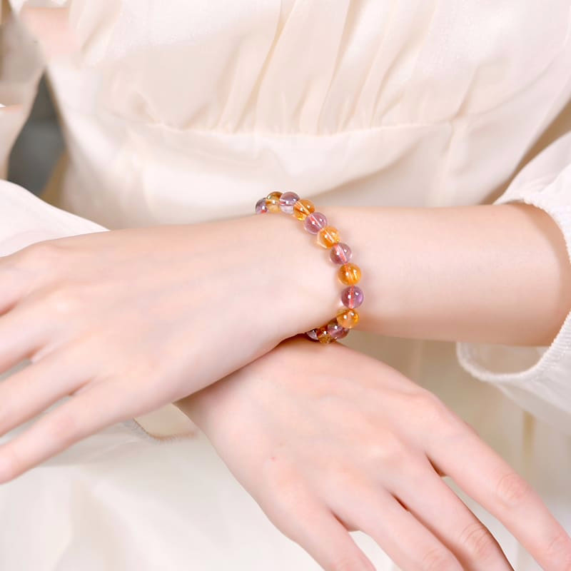 Armband aus Citrin und Amethyst Perlen