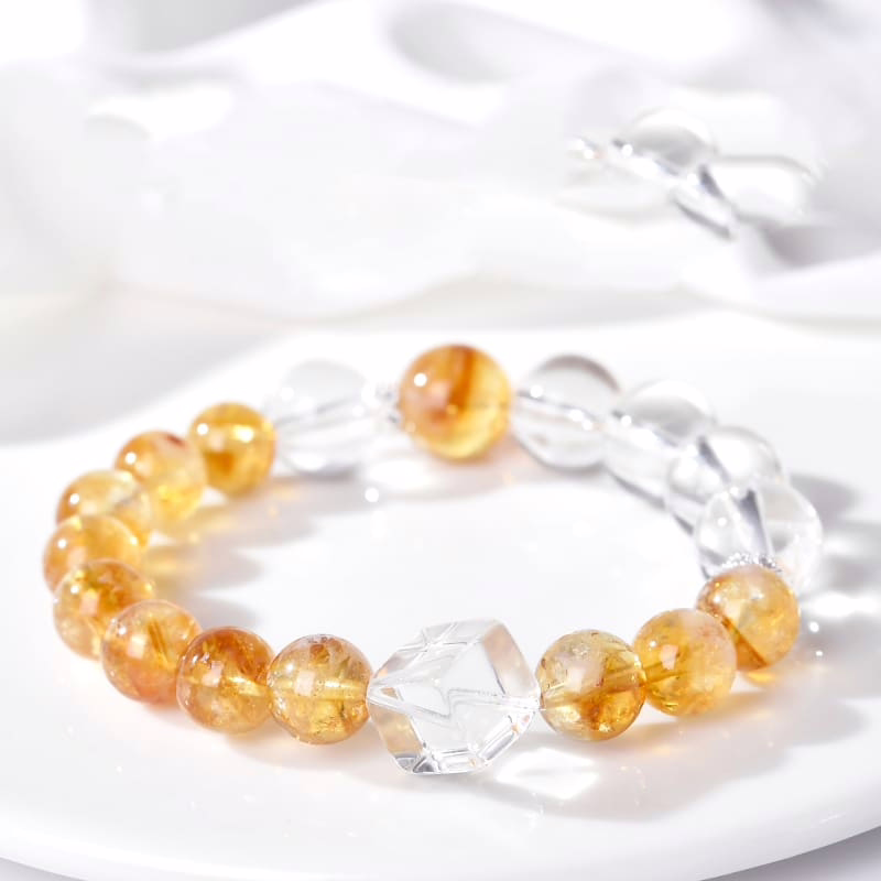 Citrin und Weißer Kristall Armband