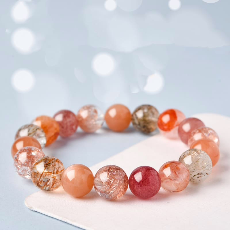 Erdbeerfarbener Kristall Armband