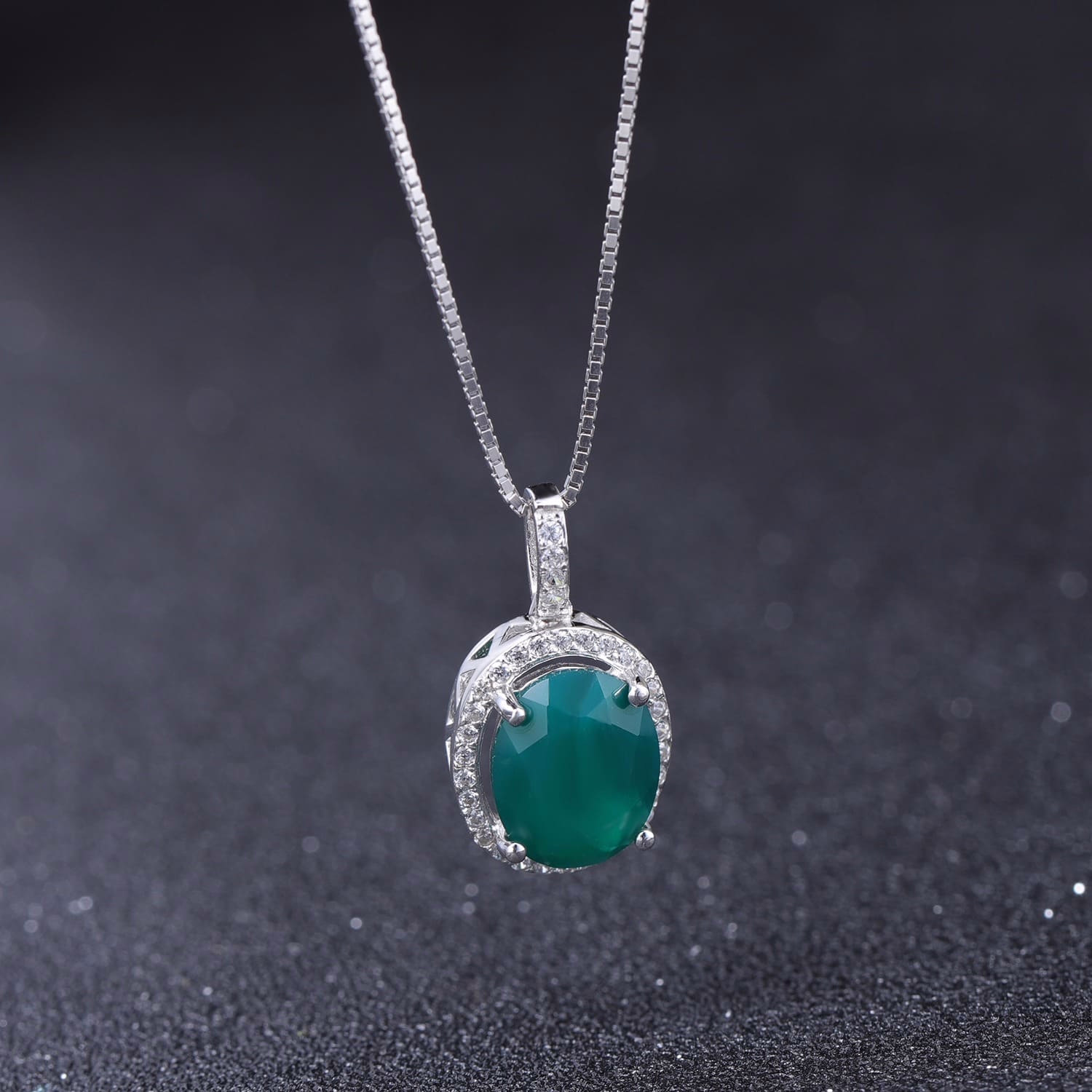 Damen Kette mit Grüner Achat Anhänger