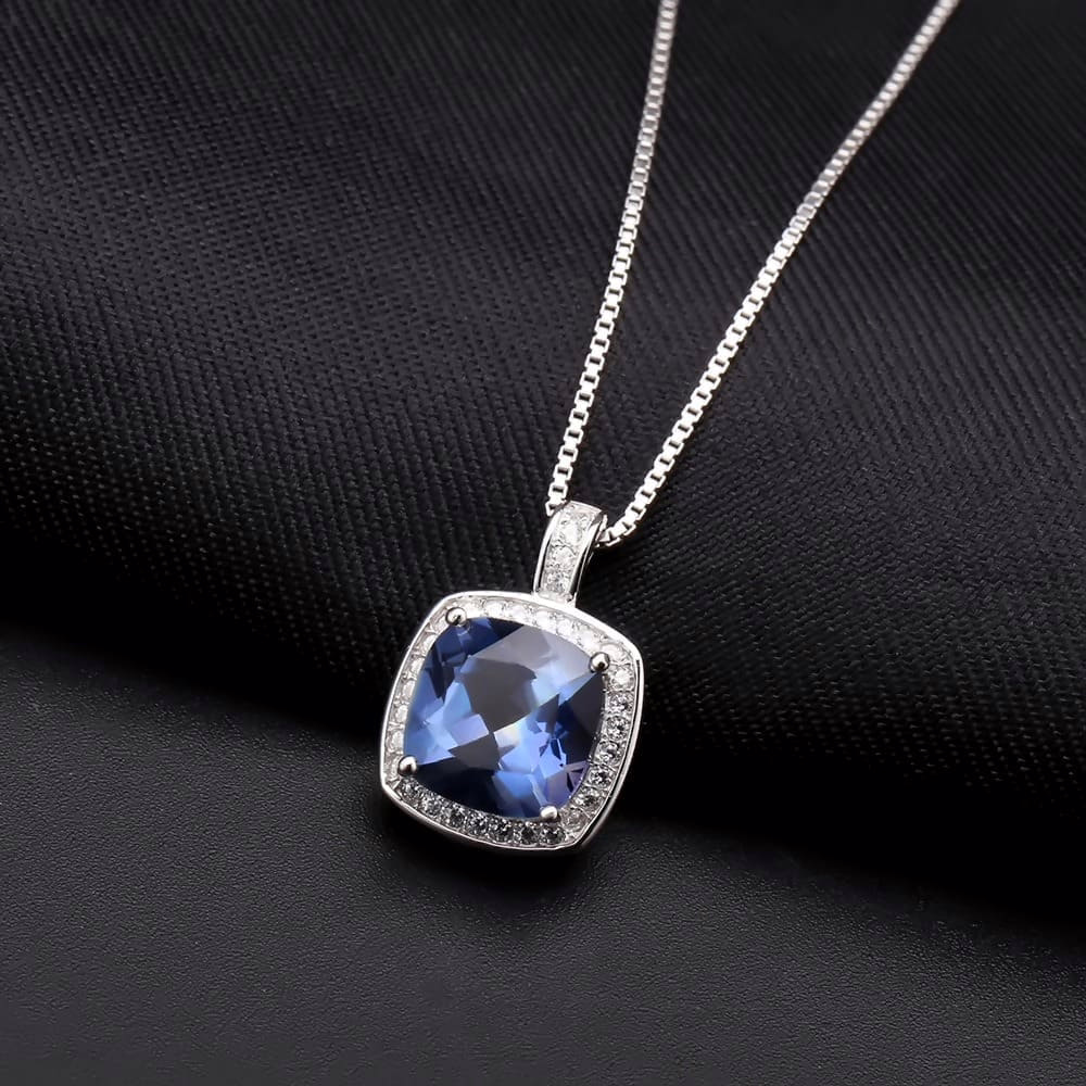 Eckig Blauer Quarz Anhänger Kette
