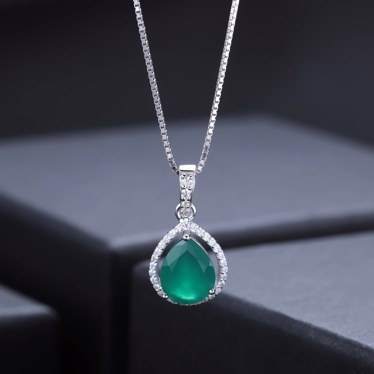 Tropfen Achat Anhänger Kette Aus Silber
