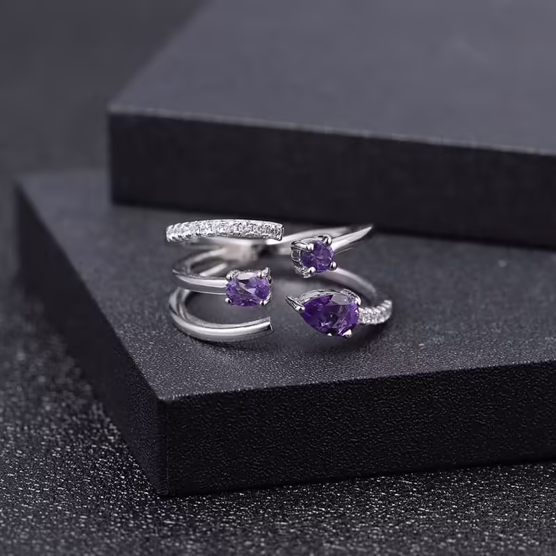Trinity Ring mit Amethyst
