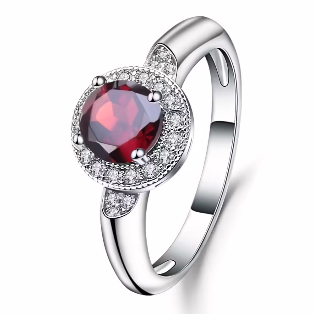 Ring Silber mit Runder Granat