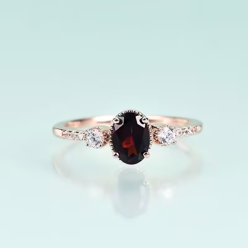 Ring Roségold mit Natürlicher Granat