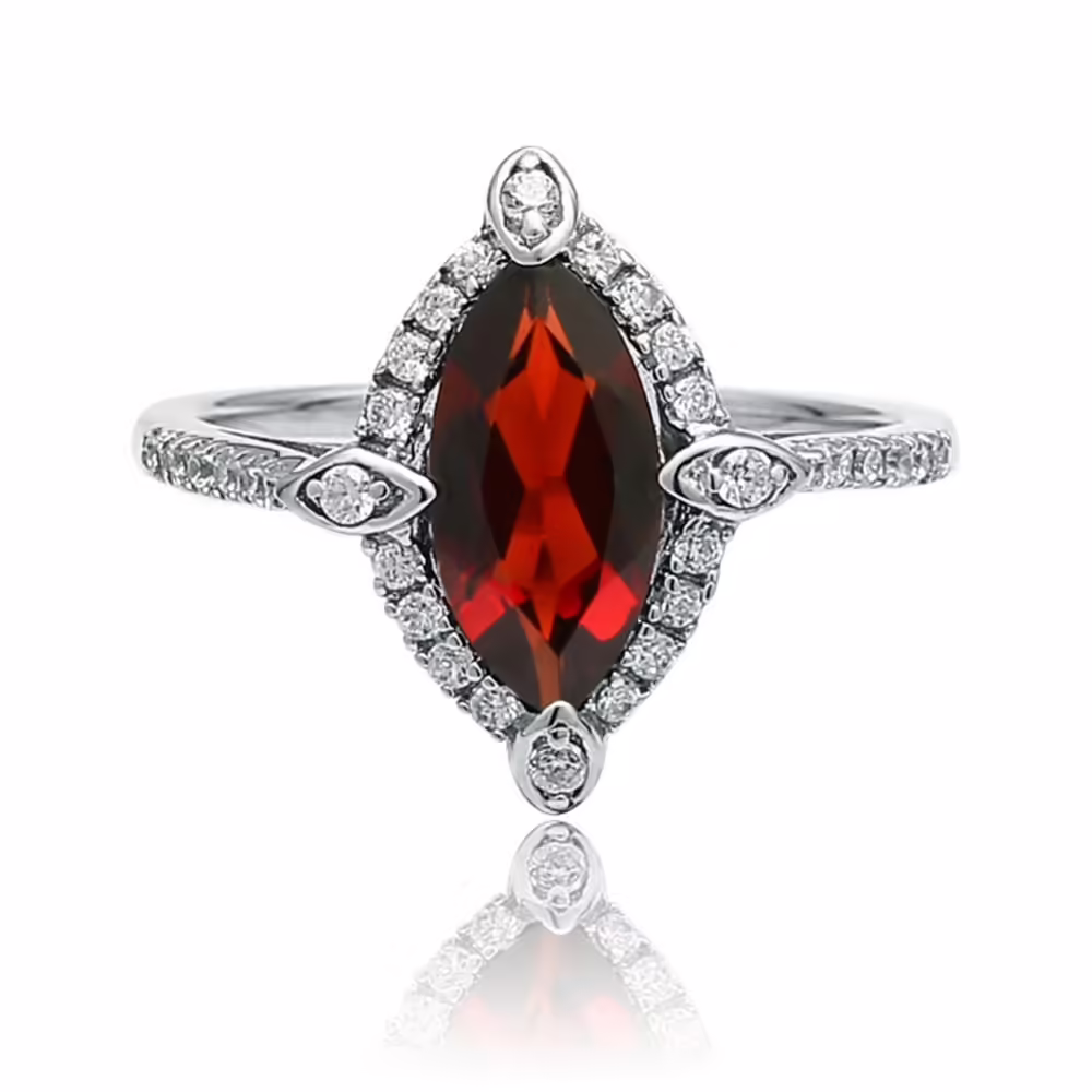 Ring Engagement mit Granat und Zirkon