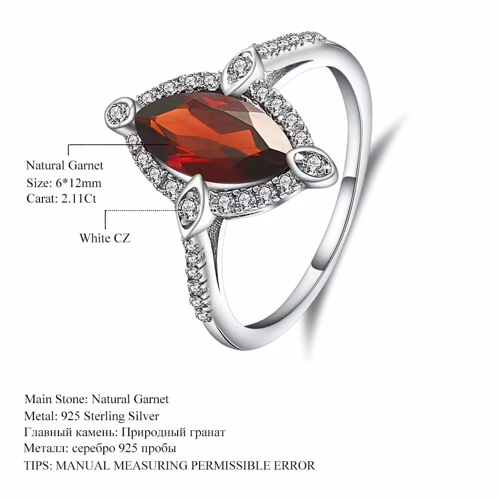 Ring Engagement mit Granat und Zirkon