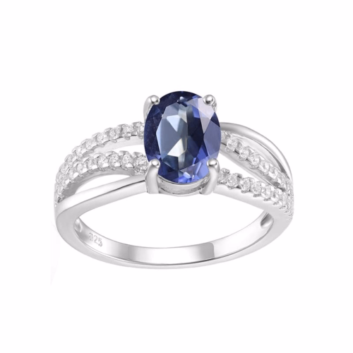 Bunte Quarz Oval Ring mit Zirkonia
