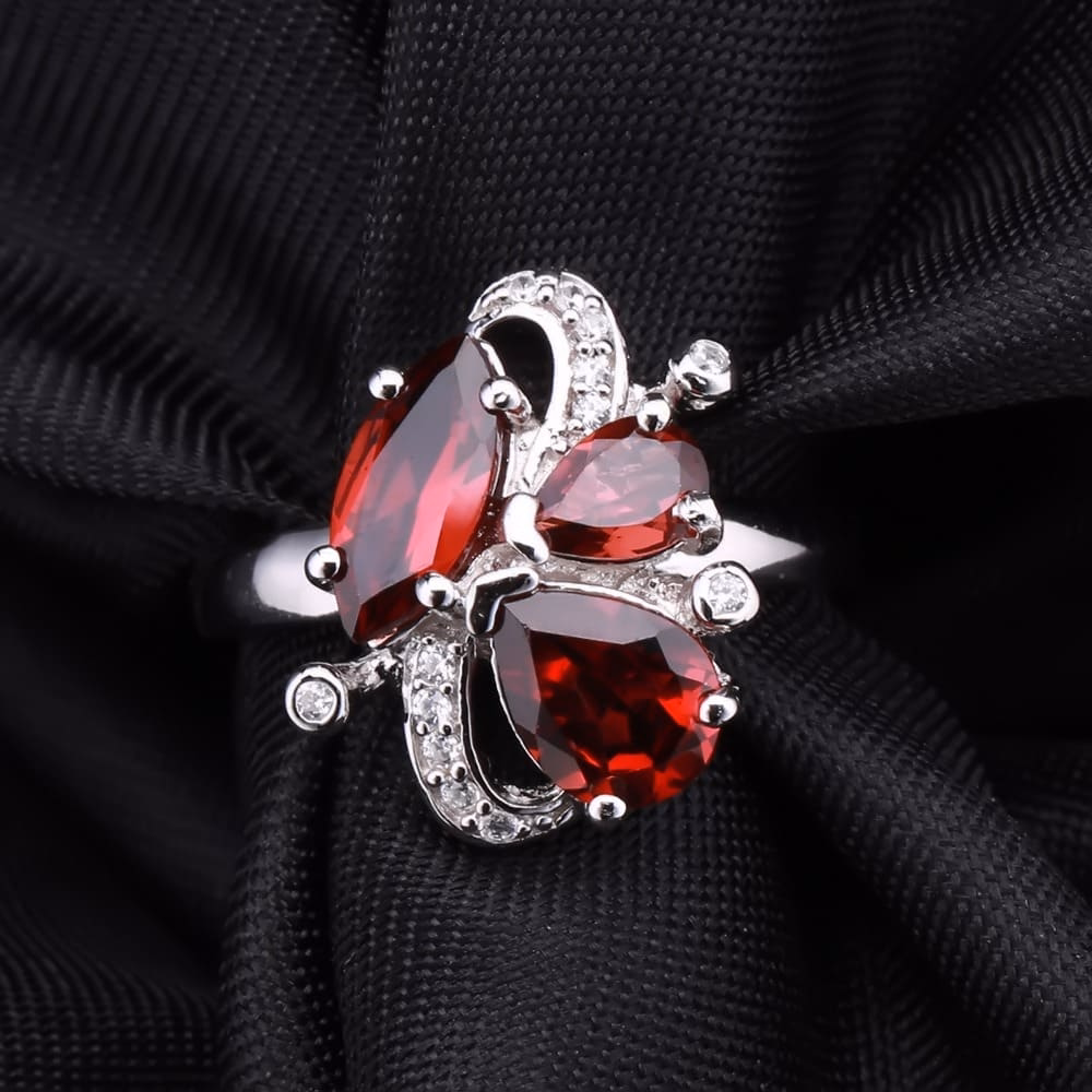 Silber Damen Ring mit Natürlicher Granat