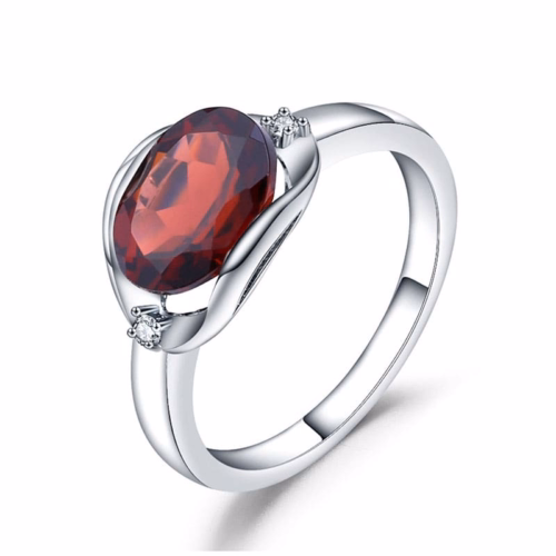 Schlicht Damen Ring mit Granat