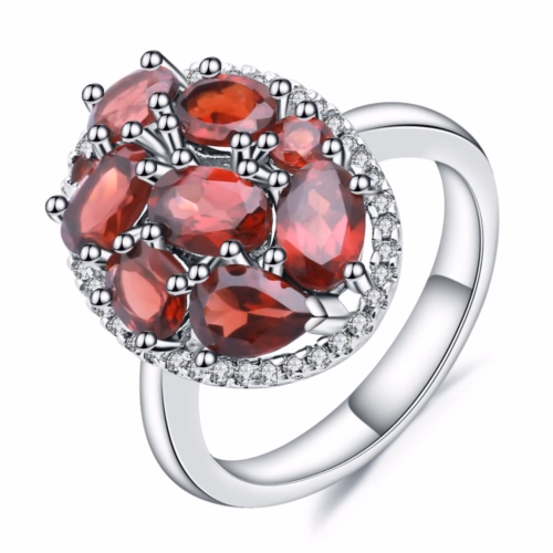 Silber Extravagante Ring mit Granat